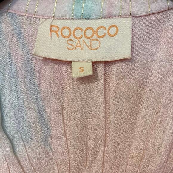 Revolve Rococo Sand Pink Multi Color Marble Tiered Maxi Dress Size Small - Picture 2 of 6